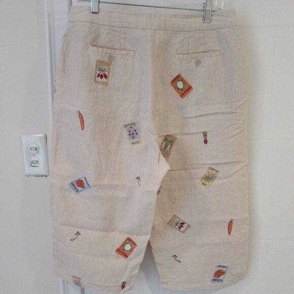 *3/$10*  Alexandra Bartlett Linen Garden Seeds Shorts 17" Inseam - Picture 5 of 15